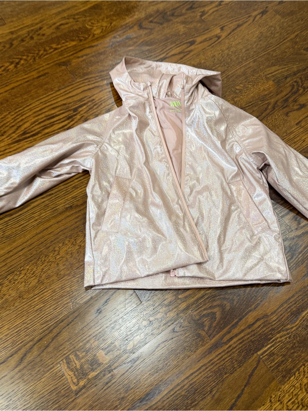 Zara Iridescent Light Pink Hooded Rain Jacket for toddler